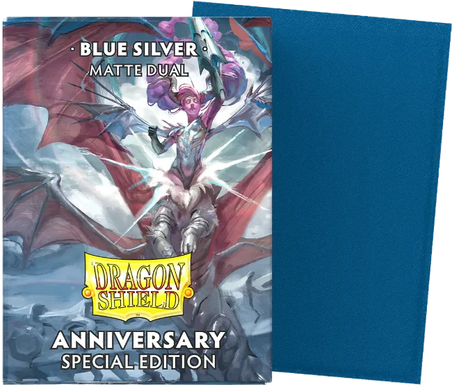 Dragon Shield Blue (Cobalt) Silver Dual Matte Sleeves - Standard Size (100 Sleeves) - Image 2
